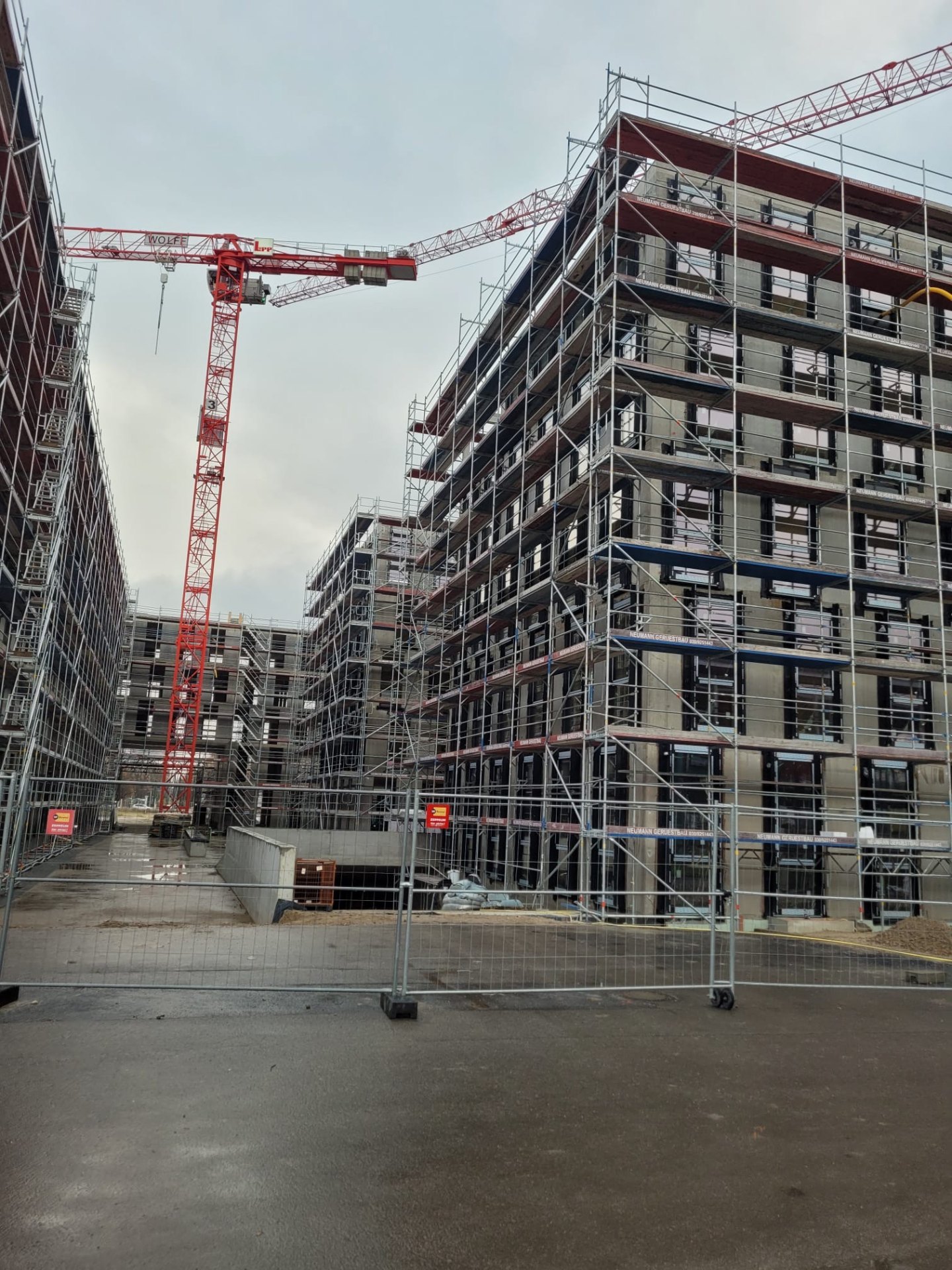 Multi-block residential development under construction.